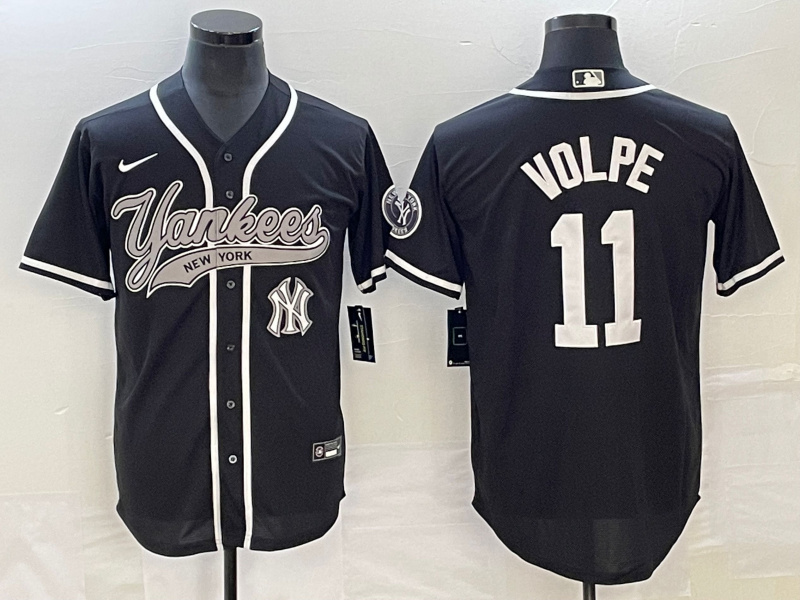 Personalized Men’s New York Yankees #11 Anthony Volpe Black With Patch Cool Base Stitched Baseball Jersey