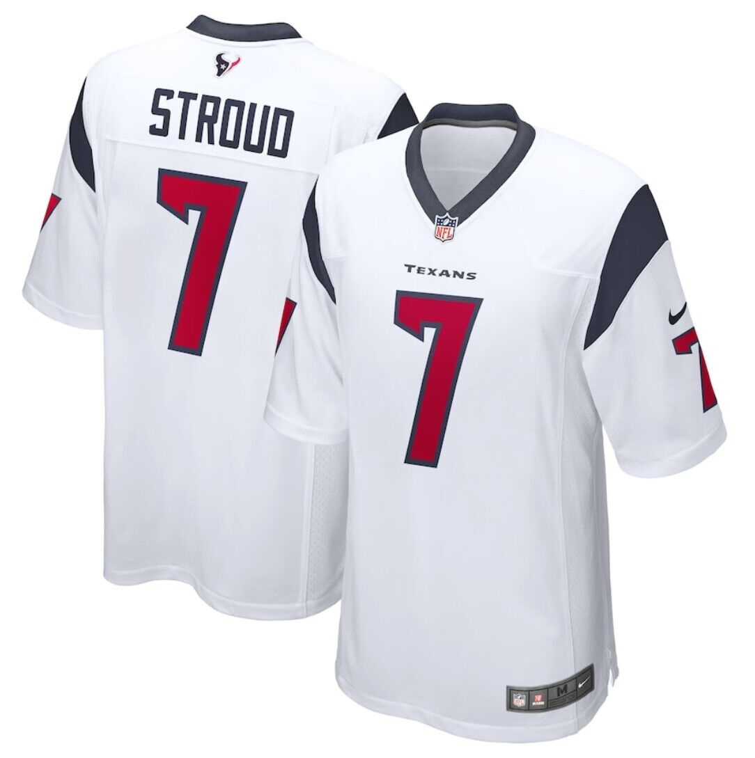 Personalized Men’s Houston Texans #7 C.J. Stroud White 2023 Draft Stitched Game Jersey