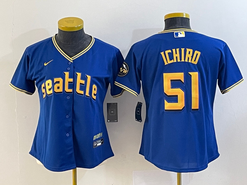 Personalized Women’s Seattle Mariners #51 Ichiro Suzuki Royal 2023 City Connect Stitched Baseball Jersey(Run Small)