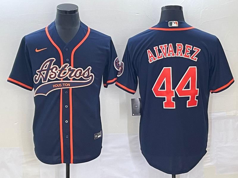 Personalized Men’s Houston Astros #44 Yordan Alvarez Navy Cool Base Stitched Baseball Jersey
