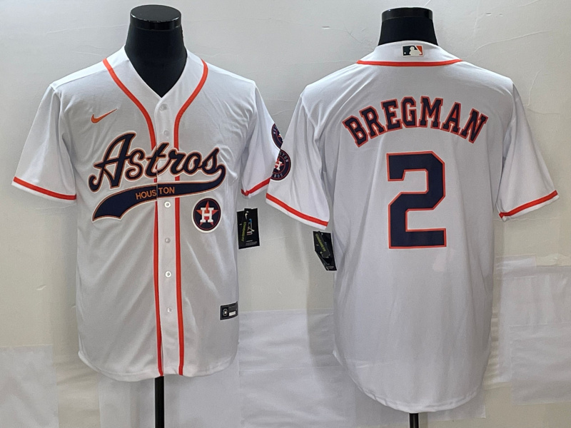 Personalized Men’s Houston Astros #2 Alex Bregman White With Patch Cool Base Stitched Baseball Jersey