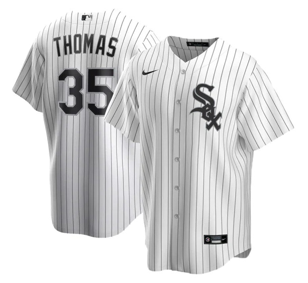 Personalized Men’s Chicago White Sox #35 Frank Thomas White Cool Base Stitched Jersey