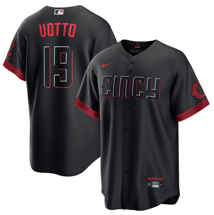 Personalized Men’s Cincinnati Reds #19 Joey Votto 2023 City Connect Cool Base Stitched Baseball Jersey