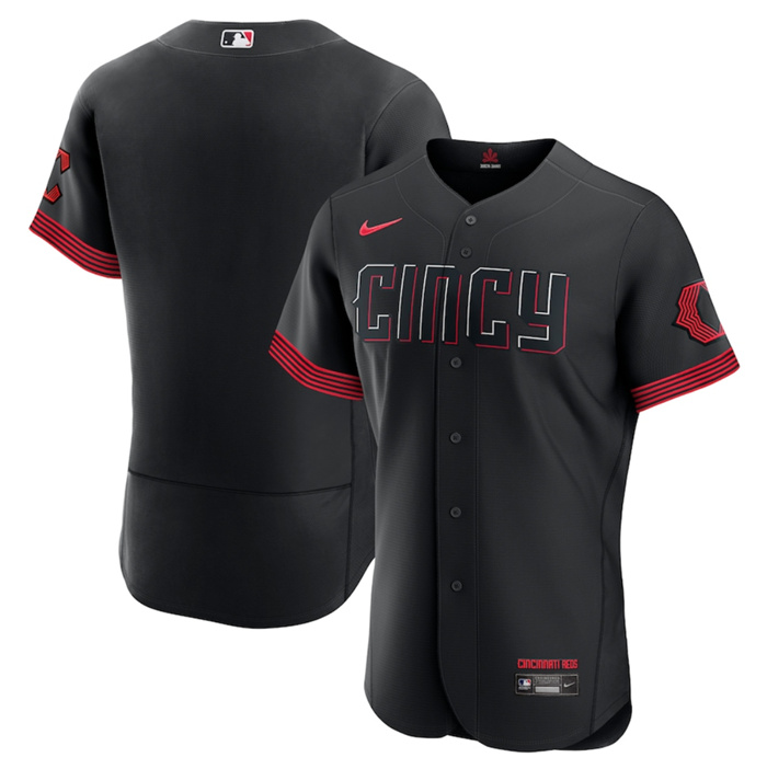 Personalized Men’s Cincinnati Reds Active Player Black 2023 City Connect Flex Base Stitched Jersey