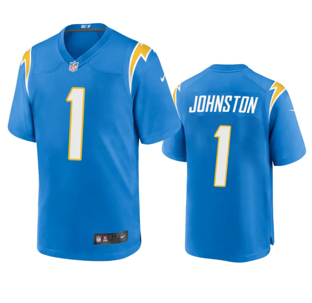 Personalized Men’s Los Angeles Chargers #1 Quentin Johnston Blue Stitched Game Jersey