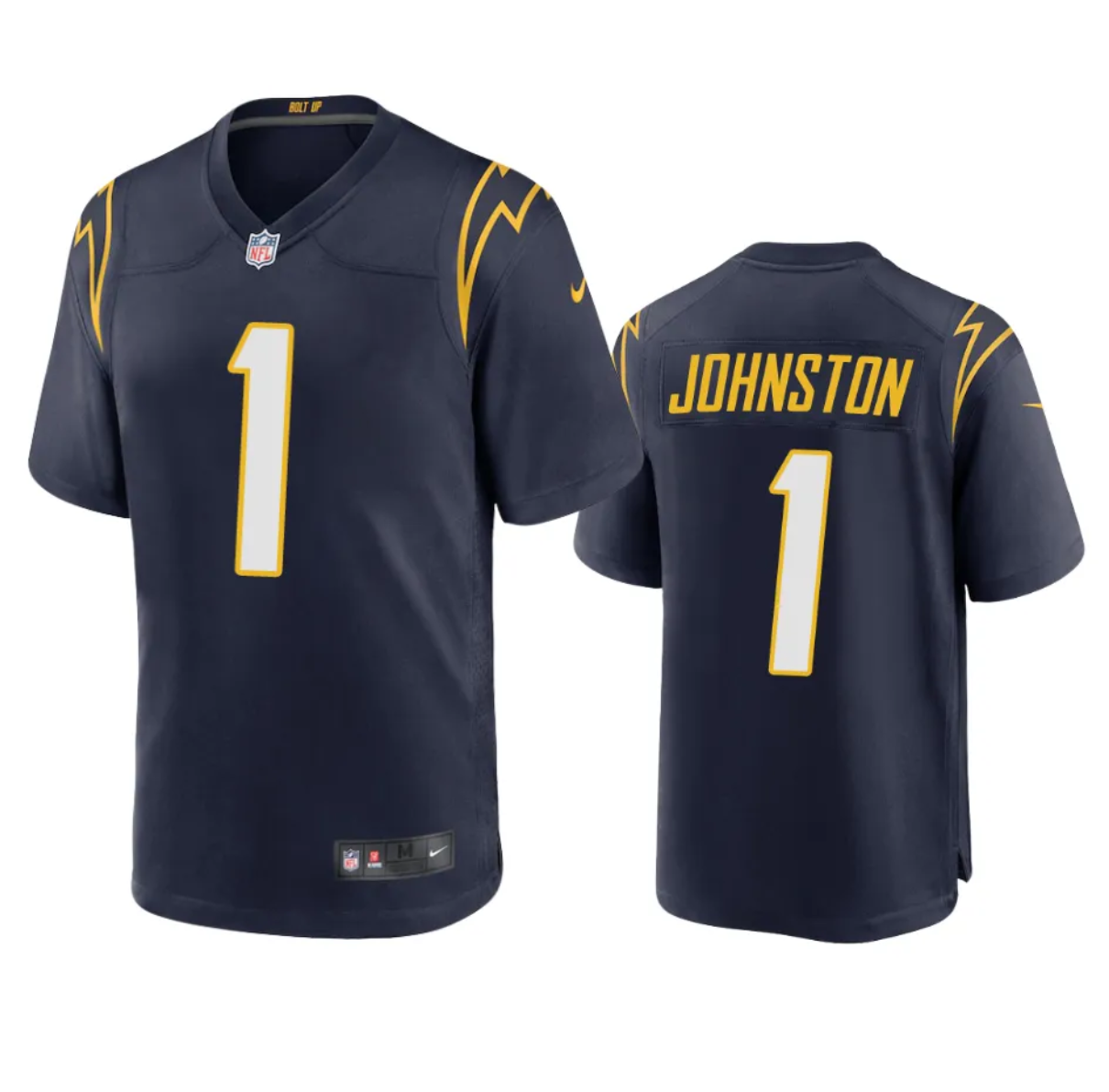 Personalized Men’s Los Angeles Chargers #1 Quentin Johnston Navy Stitched Game Jersey