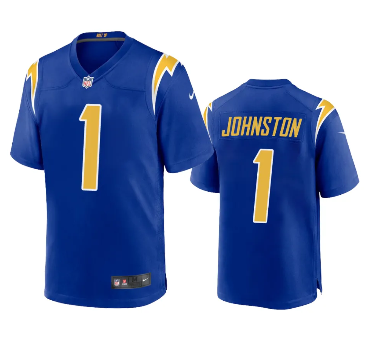 Personalized Men’s Los Angeles Chargers #1 Quentin Johnston Royal Stitched Game Jersey