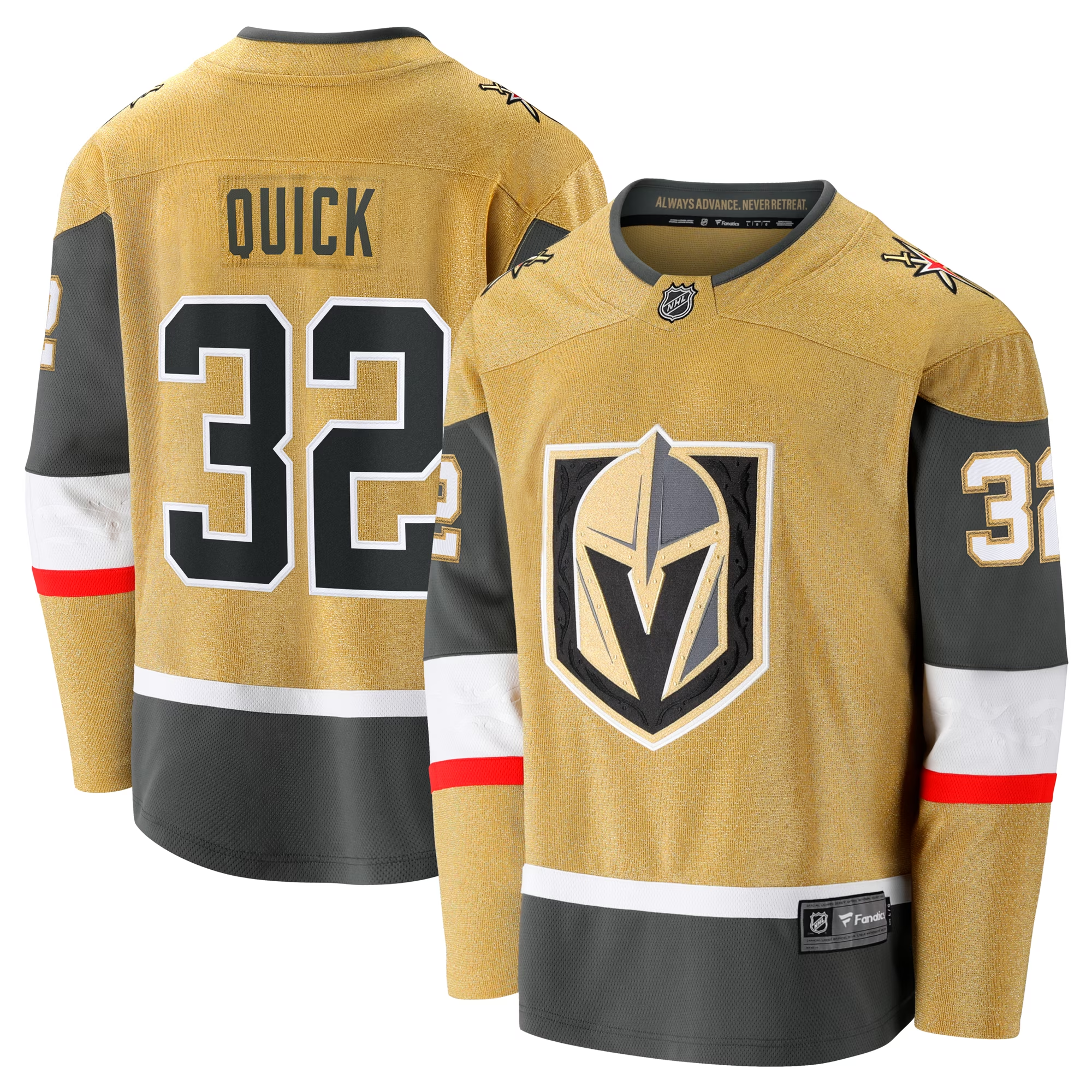 Personalized Men’s Vegas Golden Knights #32 Jonathan Quick Gold Home Jersey