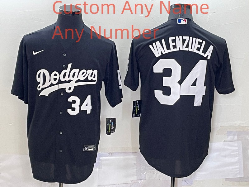 Personalized Custom Men’s Los Angeles Dodgers Black Cool Base Stitched Baseball Jersey