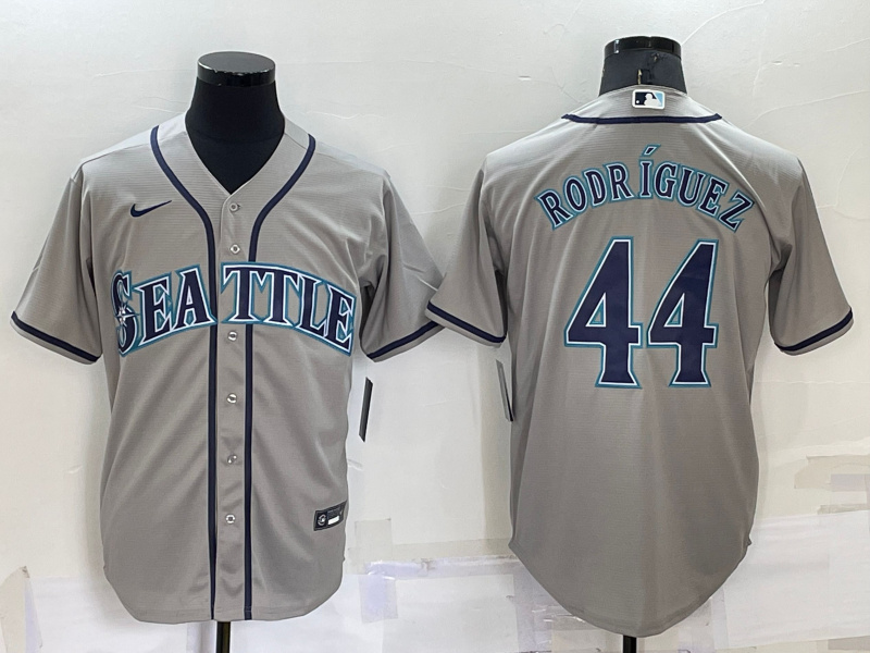 Personalized Youth Seattle Mariners #44 Julio Rodriguez Grey Stitched MLB Cool Base Jersey