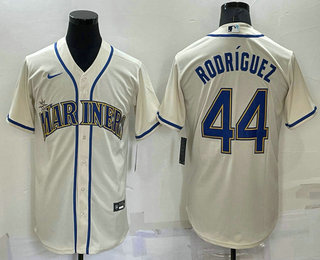 Personalized Youth Seattle Mariners #44 Julio Rodriguez Cream Stitched MLB Cool Base Jersey