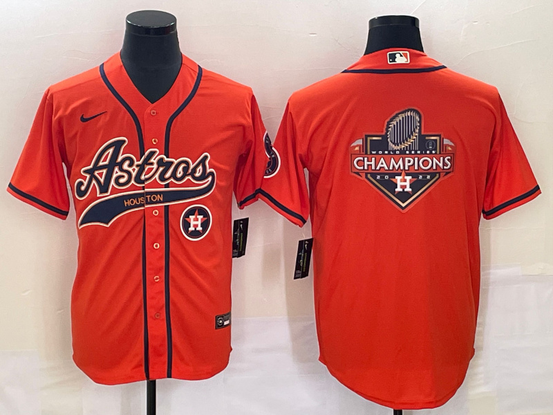Personalized Men’s Houston Astros Orange Team Big Logo With Patch Cool Base Stitched Baseball Jersey 3