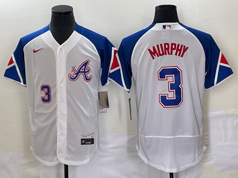 Personalized Men’s Atlanta Braves #3 Dale Murphy White 2023 City Connect Flex Base Stitched Jersey
