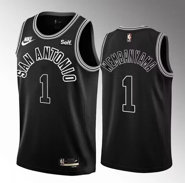 Personalized Men’s San Antonio Spurs #1 Victor Wembanyama Black 2022 23 Classic Edition Stitched Basketball Jersey