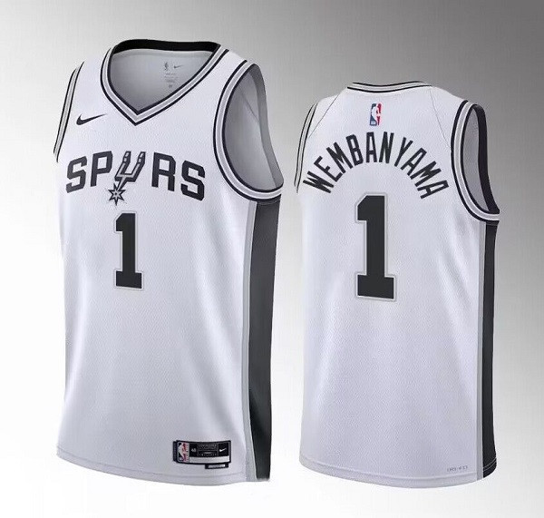 Personalized Men’s San Antonio Spurs #1 Victor Wembanyama White 2022 23 Association Edition Stitched Basketball JerseyS