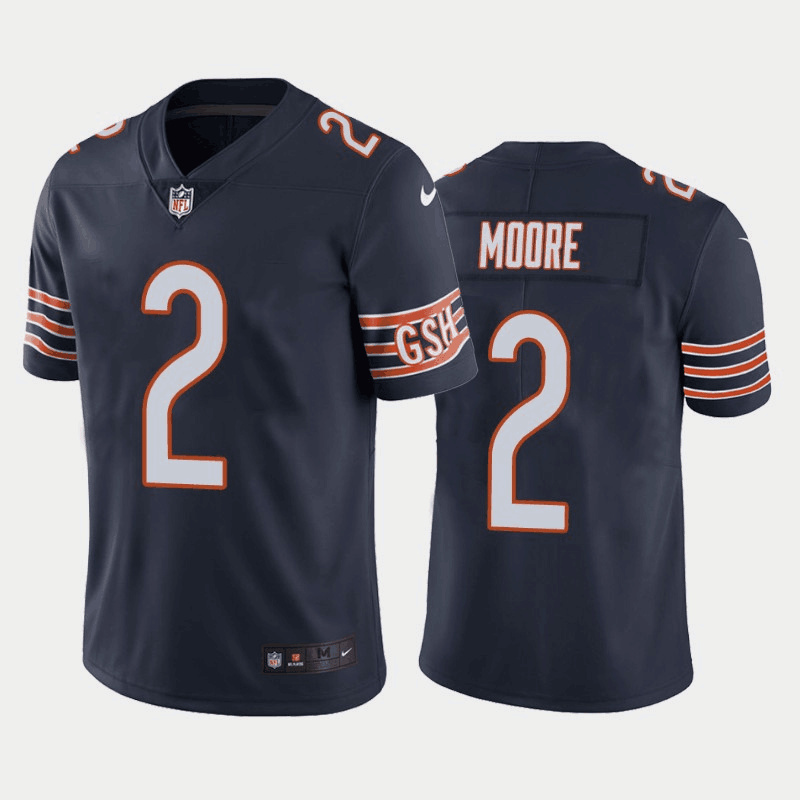 Personalized Youth Chicago Bears #2 D.J. Moore Navy Untouchable Stitched Football Jersey