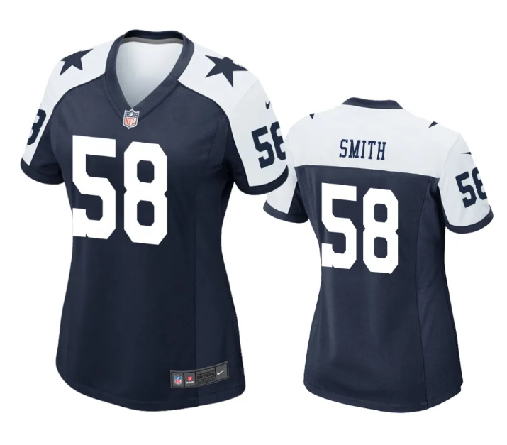 Personalized Women’s Dallas Cowboys #58 Mazi Smith White Thanksgiving Stitched Football Game Jersey(Run Small)