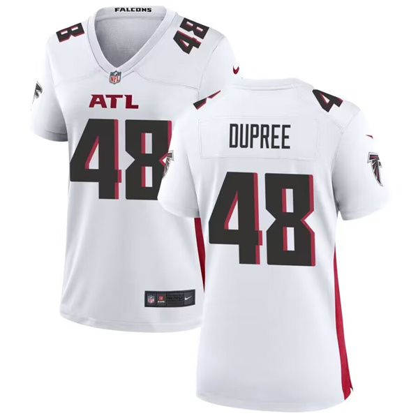 Personalized Women’s Atlanta Falcons #48 Bud Dupree White Stitched Game Jersey(Run Small)