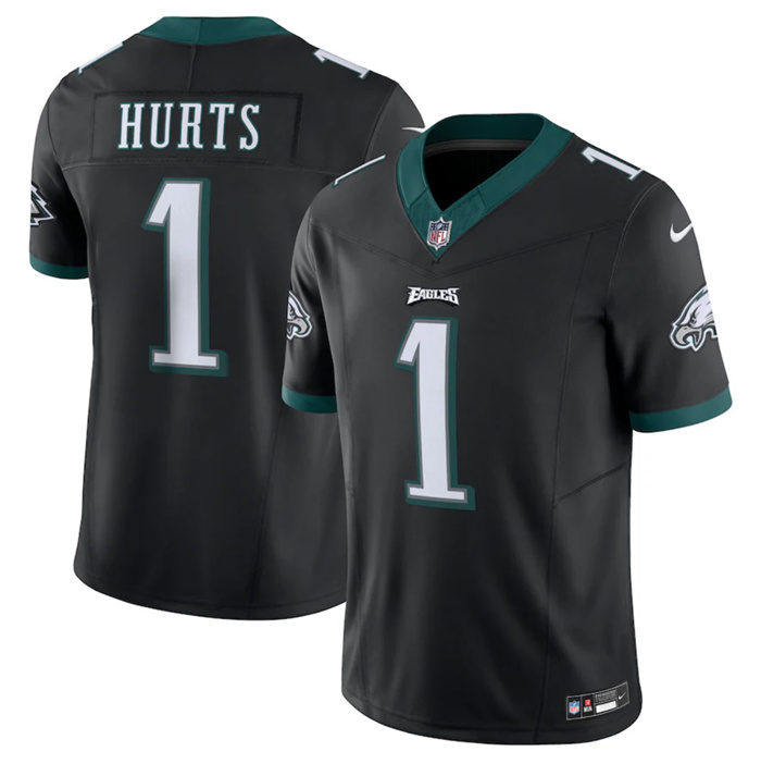 Personalized Men’s Philadelphia Eagles #1 Jalen Hurts Black 2023 F.U.S.E. Untouchable Limited Stitched Football Jersey