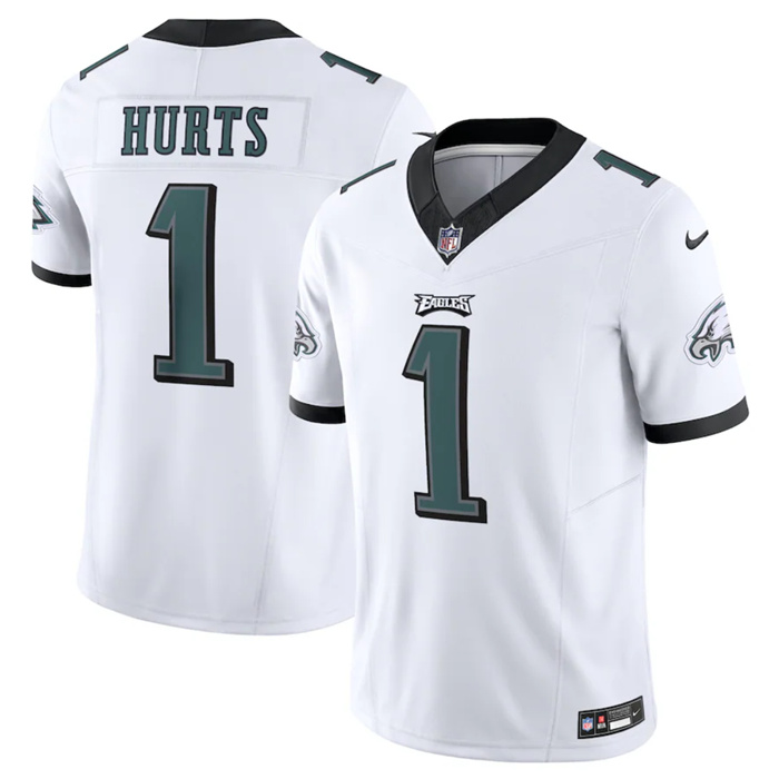 Personalized Men’s Philadelphia Eagles #1 Jalen Hurts White 2023 F.U.S.E. Untouchable Limited Stitched Football Jersey