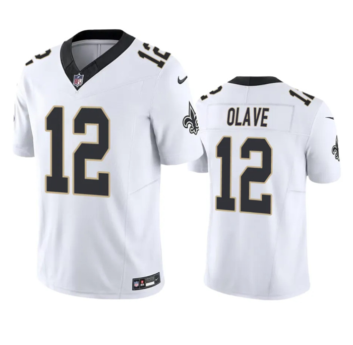 Personalized Men’s New Orleans Saints #12 Chris Olave White 2023 F.U.S.E. Untouchable Limited Stitched Jersey