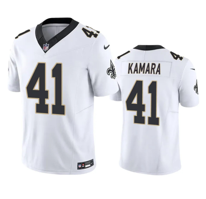 Personalized Men’s New Orleans Saints #41 Alvin Kamara White 2023 F.U.S.E. Untouchable Limited Stitched Jersey