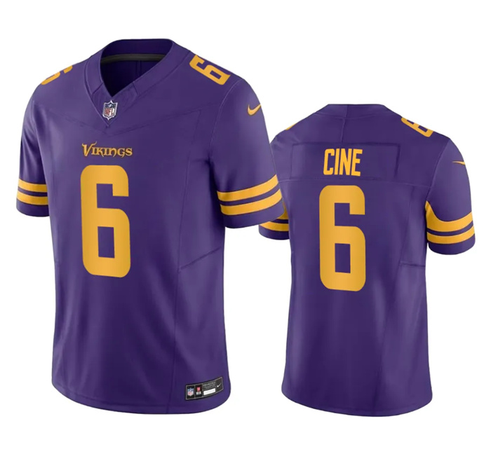 Personalized Men’s Minnesota Vikings #6 Lewis Cine Purple 2023 F.U.S.E. Color Rush Stitched Jersey