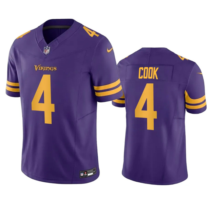 Personalized Men’s Minnesota Vikings #4 Dalvin Cook Purple 2023 F.U.S.E. Color Rush Stitched Jersey