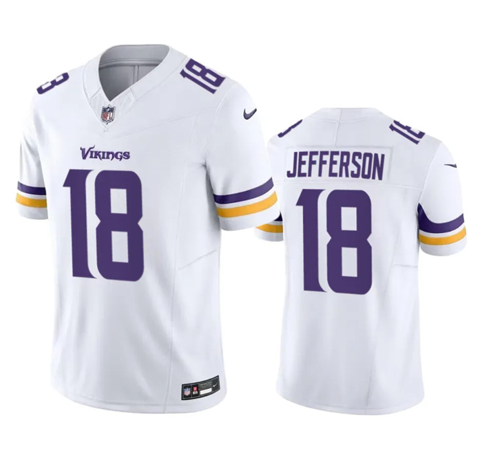 Personalized Men’s Minnesota Vikings #18 Justin Jefferson White 2023 F.U.S.E. Untouchable Stitched Jersey