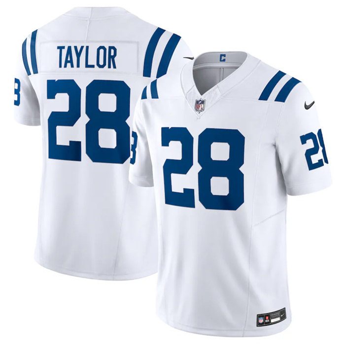 Personalized Men’s Indianapolis Colts #28 Jonathan Taylor White 2023 F.U.S.E Untouchable Stitched Football Jersey