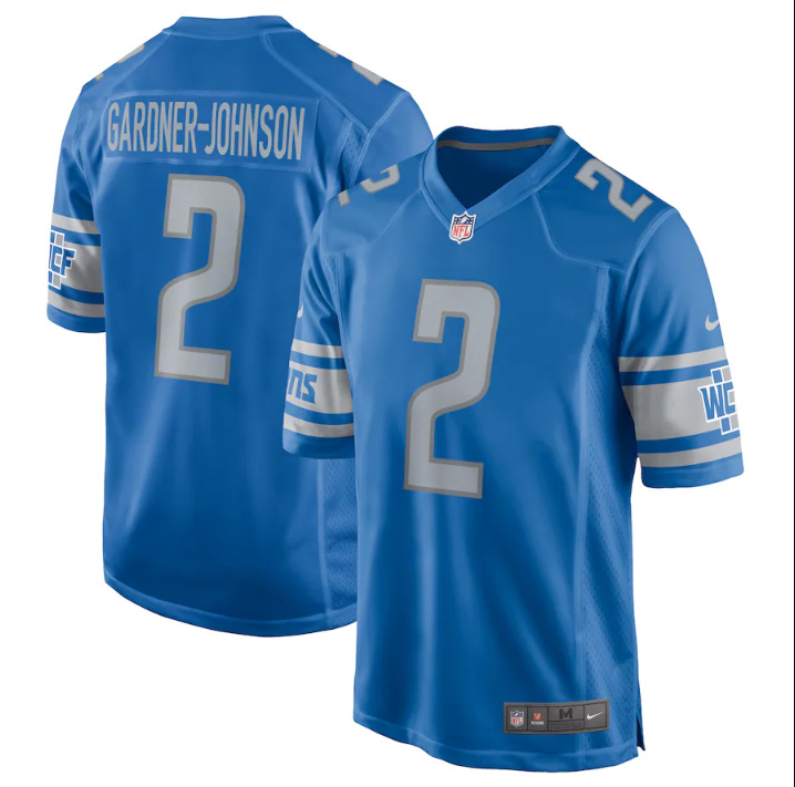 Personalized Men’s Detroit Lions #2 Chauncey Gardner-Johnson Blue Detroit Lions Stitched Game Jersey