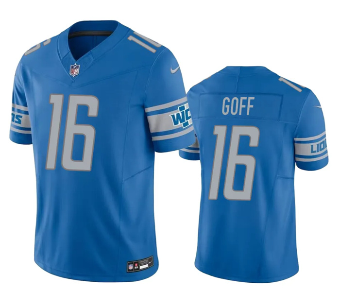 Personalized Men’s Detroit Lions #16 Jared Goff Blue 2023 F.U.S.E. Untouchable Limited Stitched Jersey