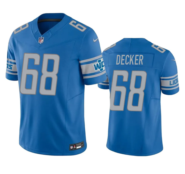 Personalized Men’s Detroit Lions #68 Taylor Decker Blue 2023 F.U.S.E. Untouchable Limited Stitched Jersey