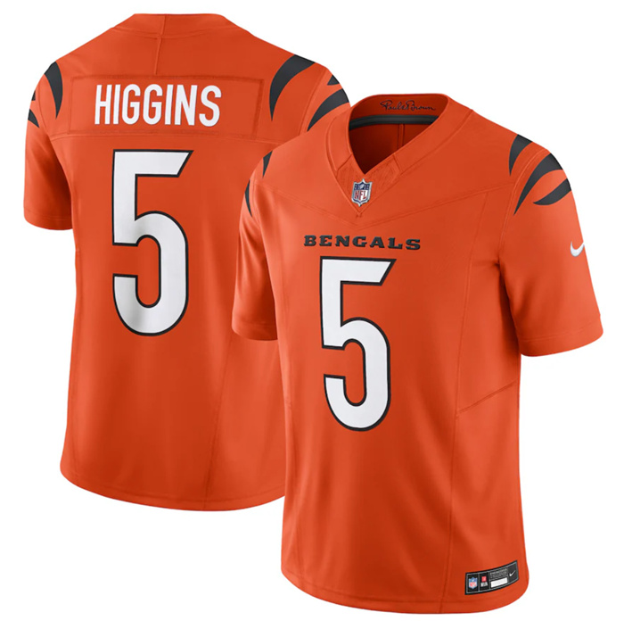Personalized Men’s Cincinnati Bengals #5 Tee Higgins Orange 2023 F.U.S.E. Untouchable Limited Stitched Jersey