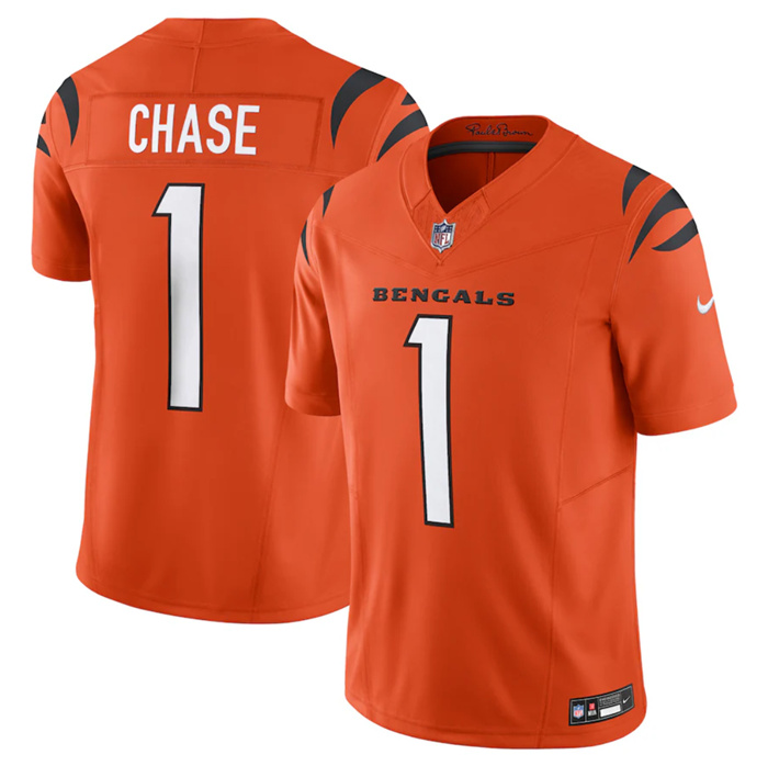 Personalized Men’s Cincinnati Bengals #1 Ja’Marr Chase Orange 2023 F.U.S.E. Untouchable Limited Stitched Jersey