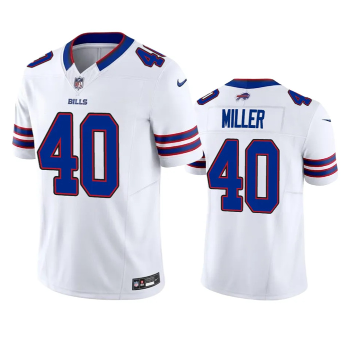 Personalized Men’s Buffalo Bills #40 Von Miller White 2023 F.U.S.E. Untouchable Limited Stitched Jersey