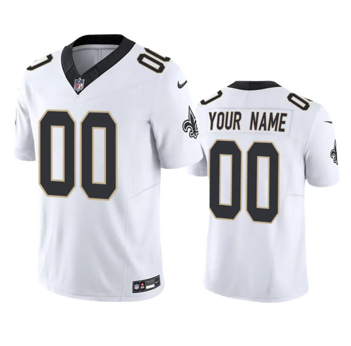 Personalized Men’s New Orleans Saints Active Player White 2023 F.U.S.E. Untouchable Limited Stitched Jersey