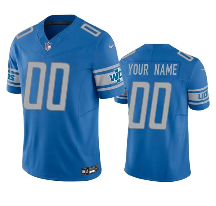 Personalized Men’s Detroit Lions Active Player Blue 2023 F.U.S.E. Untouchable Limited Stitched Jersey