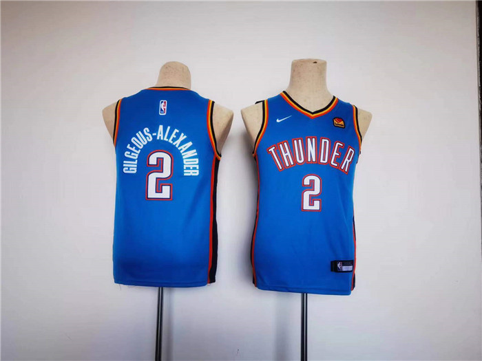 Personalized Youth Thunder #2 Shai Gilgeous-Alexander Blue Stitched Basketball Jersey