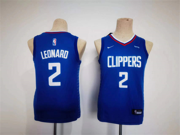 Personalized Youth Los Angeles Clippers #2 Kawhi Leonard Royal Stitched Basketball Jersey