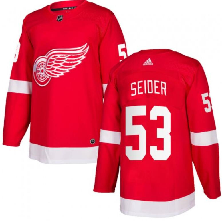 Personalized Youth Detroit Red Wings #53 Moritz Seider Red Stitched Jersey