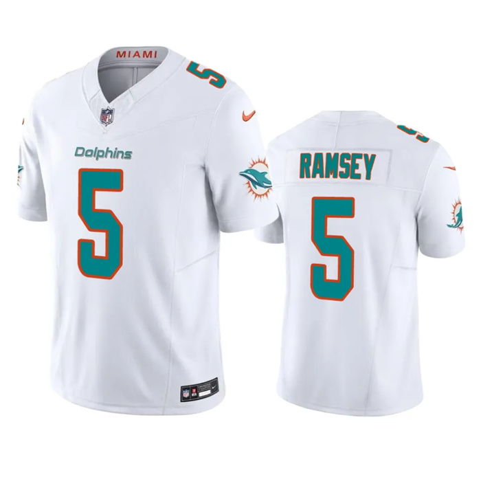 Personalized Men’s Miami Dolphins #5 Jalen Ramsey White 2023 F.U.S.E Limited Stitched Football Jersey