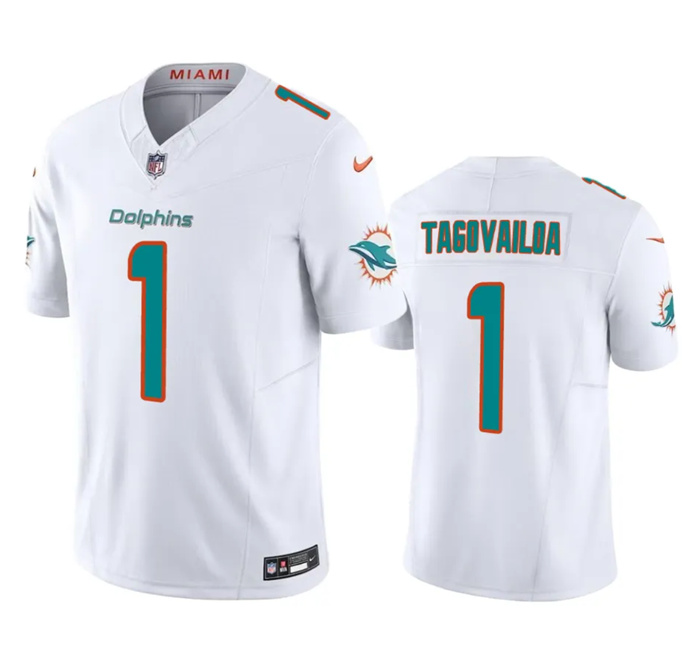 Personalized Men’s Miami Dolphins #1 Tua Tagovailoa White 2023 F.U.S.E Limited Stitched Football Jersey