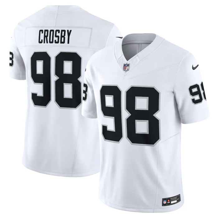 Personalized Men’s Las Vegas Raiders #98 Maxx Crosby White 2023 F.U.S.E Untouchable Stitched Football Jersey