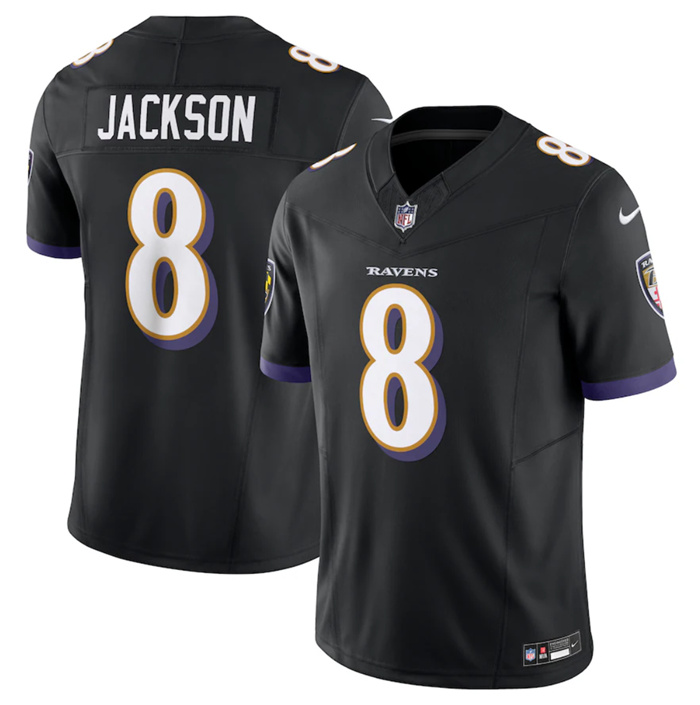 Personalized Men’s Baltimore Ravens #8 Lamar Jackson Black 2023 F.U.S.E Jersey