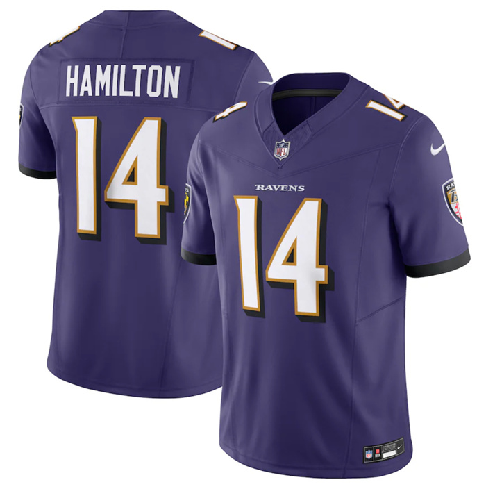 Personalized Men’s Baltimore Ravens #14 Kyle Hamilton Purple 2023 F.U.S.E Jersey
