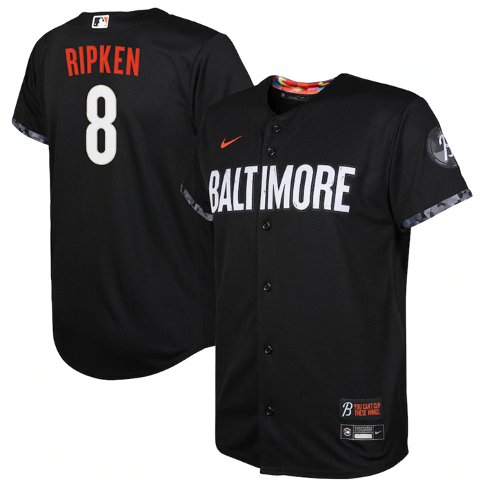 Personalized Youth Baltimore Orioles #8 Cal Ripken Black 2023 City Connect Stitched Baseball Jersey