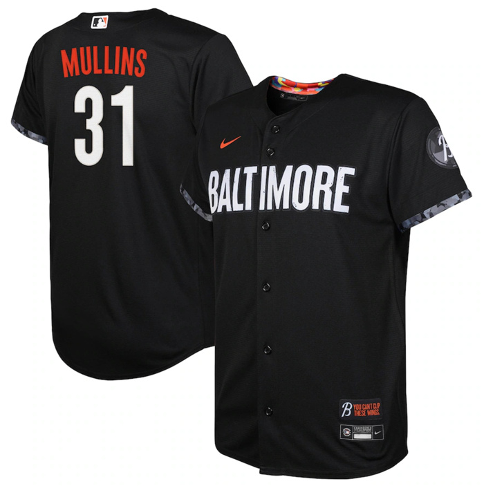 Personalized Youth Baltimore Orioles #31 Cedric Mullins Black 2023 City Connect Stitched Baseball Jersey