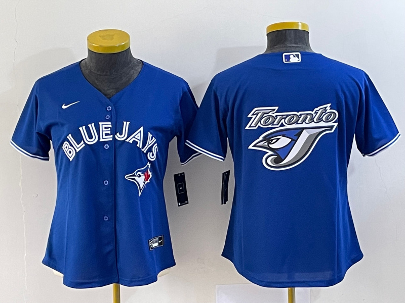 Personalized Women’s Toronto Blue Jays Blue Team Big Logo Stitched Baseball Jersey(Run Small)