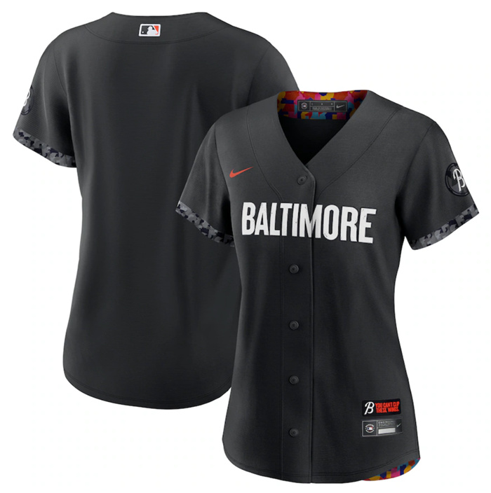 Personalized Women’s Baltimore Orioles Blank Black 2023 City Connect Stitched Baseball Jersey(Run Small)